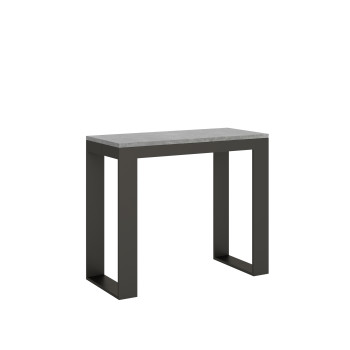 Tecno Evolution Konsolentisch mit anthrazitfarbenen Beinen und Gestell – Tecno Small Evolution ausziehbarer Konsolentisch 90 x 40/196 cm mit Gestell aus weißer Esche und anthrazitfarbenen Beinen