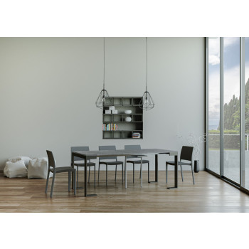 Tecno Evolution Konsolentisch mit anthrazitfarbenen Beinen und Gestell – Ausziehbarer Konsolentisch 90 x 40/300 cm, Tecno Evolution, Esche weiß, mit anthrazitfarbenem Gestell und Beinen