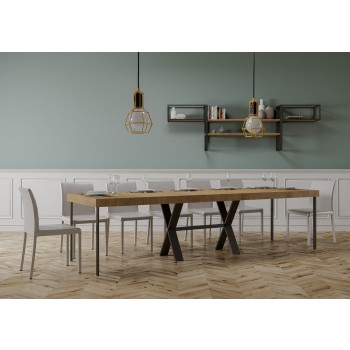 Xenia Konsolentisch mit anthrazitfarbenem Gestell – Ausziehbarer Konsolentisch 90 x 40/300 cm, Xenia Premium Eiche Natur mit anthrazitfarbenem Gestell