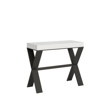 Xenia Konsolentisch mit anthrazitfarbenem Gestell – Ausziehbarer Konsolentisch 90 x 40/300 cm, Xenia Premium Eiche Natur mit anthrazitfarbenem Gestell