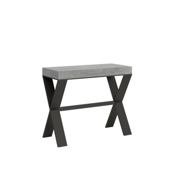 Xenia Konsolentisch mit anthrazitfarbenem Gestell – Ausziehbarer Konsolentisch 90 x 40/300 cm, Xenia Premium Eiche Natur mit anthrazitfarbenem Gestell