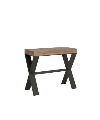 Xenia Konsolentisch mit anthrazitfarbenem Gestell – Ausziehbarer Konsolentisch 90 x 40/300 cm, Xenia Premium Eiche Natur mit anthrazitfarbenem Gestell