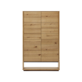 Alguema 2-türiges hohes Sideboard aus Eichenfurnier mit naturbelassener Oberfläche, 100 x 163,5 cm