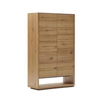 Alguema 2-türiges hohes Sideboard aus Eichenfurnier mit naturbelassener Oberfläche, 100 x 163,5 cm