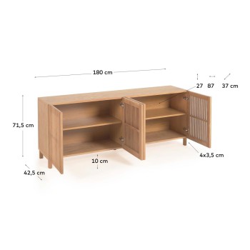Beyla 4-türiges Sideboard aus Massivholz und Eichenfurnier, 180 x 71,5 cm, FSC 100 %