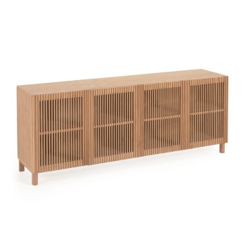 Beyla 4-türiges Sideboard aus Massivholz und Eichenfurnier, 180 x 71,5 cm, FSC 100 %