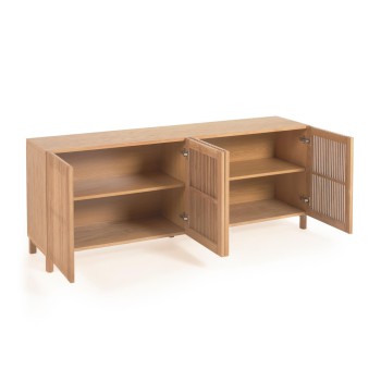Beyla 4-türiges Sideboard aus Massivholz und Eichenfurnier, 180 x 71,5 cm, FSC 100 %