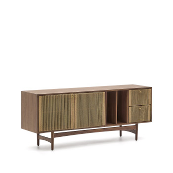 Elan Sideboard, 2 Türen, 2 Schubladen, Furnier und Massivholz, Walnuss, Seilmuster, 180 x 73 cm, FSC-zertifiziert (Mix-zertifiziert).