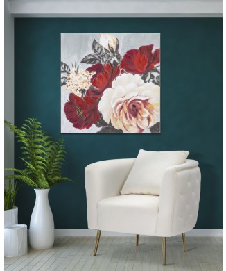ROTE BLUME, QUADRATISCHES LEINWANDGEMÄLDE