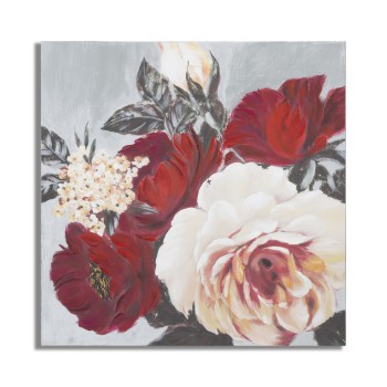 ROTE BLUME, QUADRATISCHES LEINWANDGEMÄLDE