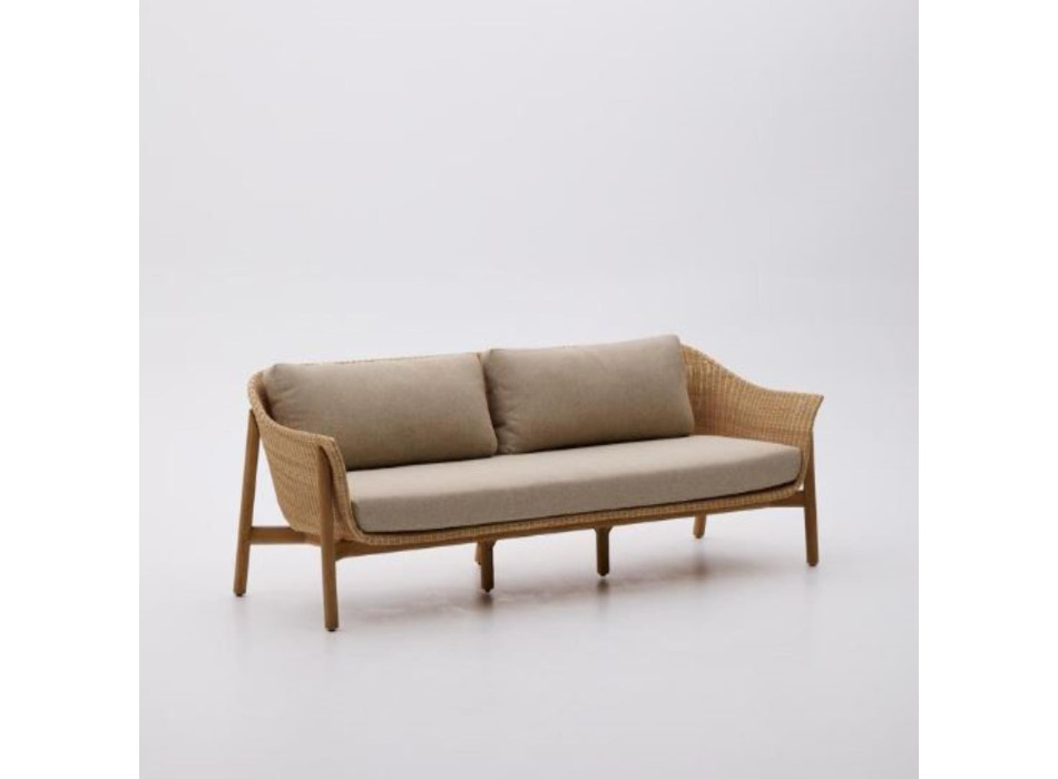 Galea 2-Sitzer-Sofa aus massivem Teakholz und synthetischem Rattan, 170,5 cm, FSC 100% FSC