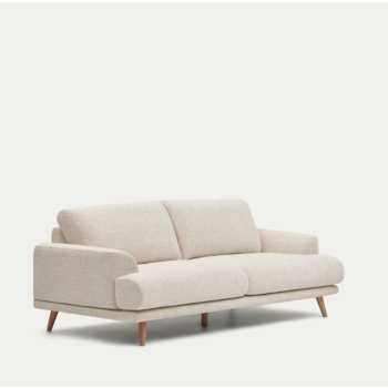 Karin 3-Sitzer-Sofa in Weiß mit Beinen aus Massivholz