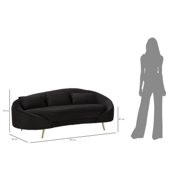 OSLO 3-Sitzer-Sofa mit schwarzen Kissen
