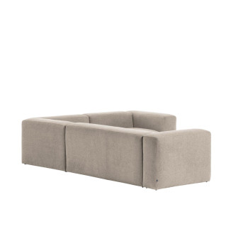 Blok 3-Sitzer-Ecksofa aus beigefarbenem Chenille, 290 x 230 cm / 230 x 290 cm, FSC Mix-zertifiziert