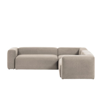 Blok 4-Sitzer-Ecksofa aus beigefarbenem Chenille, 290 x 290 cm, FSC Mix-zertifiziert