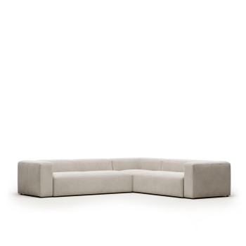 Blok 5-Sitzer-Ecksofa aus rosa Chenille, 320 x 290 cm / 290 x 320 cm, FSC Mix-zertifiziert