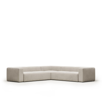 Blok 6-Sitzer-Ecksofa aus rosa Chenille, 320 x 320 cm, FSC Mix-zertifiziert