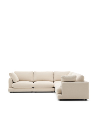 Gala 6-Sitzer Ecksofa aus beigefarbenem Chenille, FSC Mix Credit, 300 x 300 cm