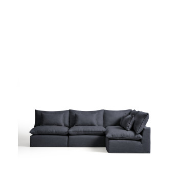 Anarela 6-Sitzer modulares Ecksofa mit abnehmbarem Bezug aus Leinen und Viskose