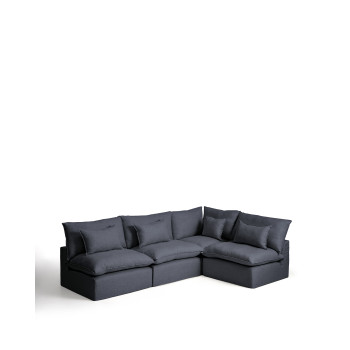 Anarela 6-Sitzer modulares Ecksofa mit abnehmbarem Bezug aus Leinen und Viskose