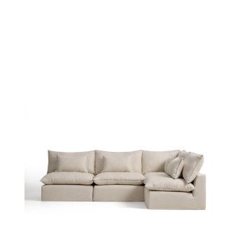 Anarela 6-Sitzer modulares Ecksofa mit abnehmbarem Bezug aus Leinen und Viskose