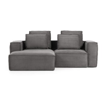 Blok 2-Sitzer-Sofa mit linker Chaiselongue aus dickem Cord