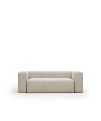 Blok 2-Sitzer-Sofa aus beigefarbenem Chenille, 210 cm, FSC Mix-zertifiziert