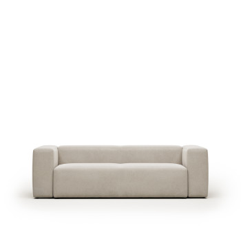 Blok 3-Sitzer-Sofa aus beigefarbenem Chenille, 240 cm, FSC Mix-zertifiziert