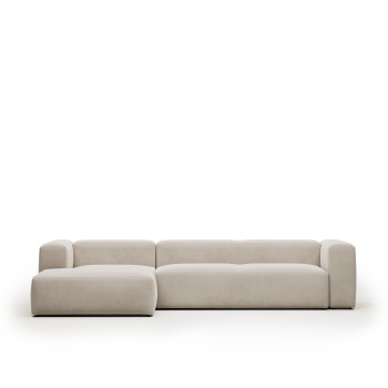 Blok 4-Sitzer-Sofa aus beigefarbenem Chenille mit linksseitiger Chaiselongue (330 cm), FSC Mix-zertifiziert