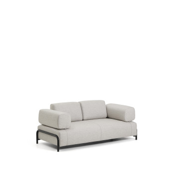 Compo 2-Sitzer-Sofa in Graubeige mit schwarzem Metallgestell, 200 cm FSC Mix-zertifiziert