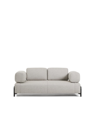 Compo 2-Sitzer-Sofa in Graubeige mit schwarzem Metallgestell, 200 cm FSC Mix-zertifiziert