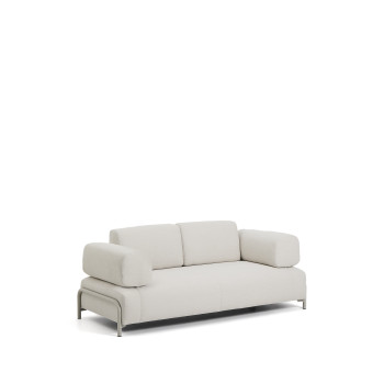 Compo 2-Sitzer-Sofa aus ecrufarbenem Chenille und beigefarbenem Metallgestell, 200 cm FSC Mix Credit