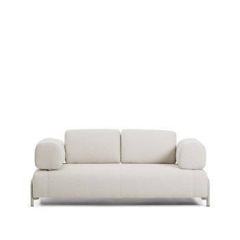 Compo 2-Sitzer-Sofa aus ecrufarbenem Chenille und beigefarbenem Metallgestell, 200 cm FSC Mix Credit