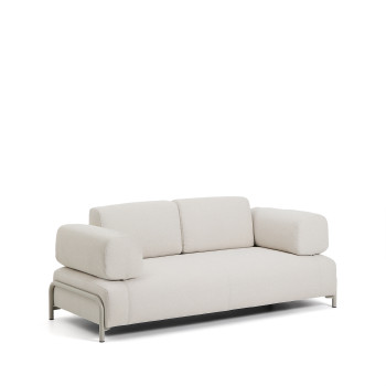 Compo 2-Sitzer-Sofa aus ecrufarbenem Chenille und beigefarbenem Metallgestell, 200 cm FSC Mix Credit