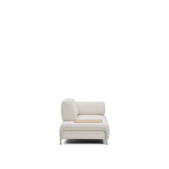 Compo 2-Sitzer-Sofa aus ecrufarbenem Chenille, kleine Ablage mit Eichenfurnier und beigefarbenem Metallgestell, 200 cm, FSC Mix Credit