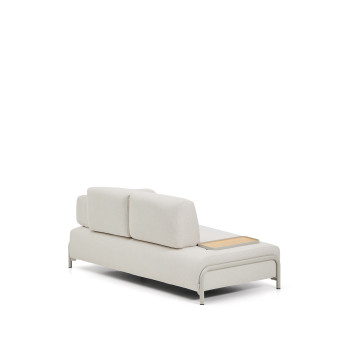 Compo 2-Sitzer-Sofa aus ecrufarbenem Chenille, kleine Ablage mit Eichenfurnier und beigefarbenem Metallgestell, 200 cm, FSC Mix Credit