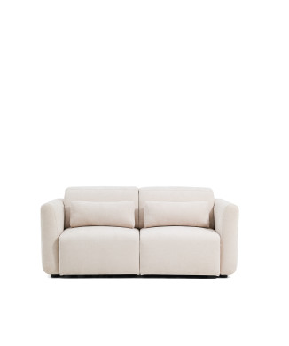 Lares 2-Sitzer-Sofa mit motorisierten Gleitsitzen und verstellbarer Kopfstütze in beigefarbenem Chenille, 180 cm