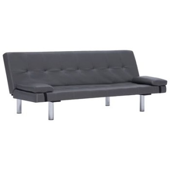 Verstellbares Schlafsofa mit 2 Kissen in Kunstleder