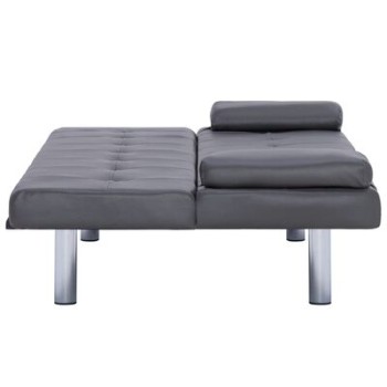 Verstellbares Schlafsofa mit 2 Kissen in Kunstleder