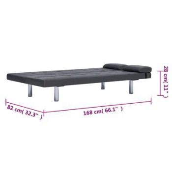Verstellbares Schlafsofa mit 2 Kissen in Kunstleder