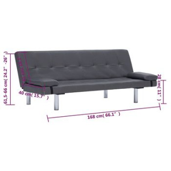 Verstellbares Schlafsofa mit 2 Kissen in Kunstleder