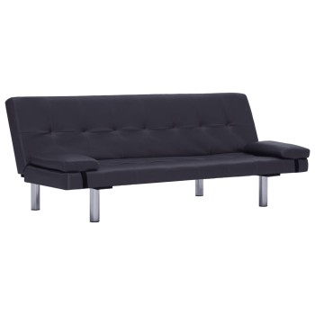 Verstellbares Schlafsofa mit 2 Kissen in Kunstleder