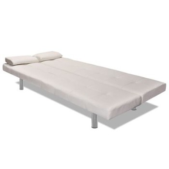 Verstellbares Schlafsofa mit 2 Kissen in Kunstleder
