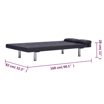 Verstellbares Schlafsofa mit 2 Kissen in Kunstleder