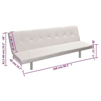 Verstellbares Schlafsofa mit 2 Kissen in Kunstleder
