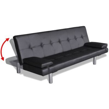Verstellbares Schlafsofa mit 2 Kissen in Kunstleder