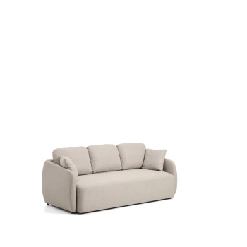 Laira 3-Sitzer-Schlafsofa in beigefarbenem Chenille, 218 cm, FSC Mix-zertifiziert