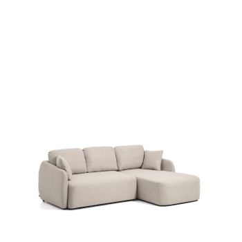 Laira 3-Sitzer-Schlafsofa in beigefarbenem Chenille mit rechter Chaiselongue 246 cm FSC Mix Credit