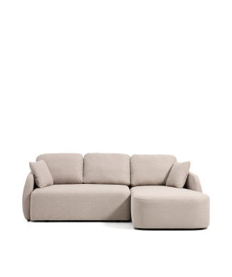 Laira 3-Sitzer-Schlafsofa in beigefarbenem Chenille mit rechter Chaiselongue 246 cm FSC Mix Credit