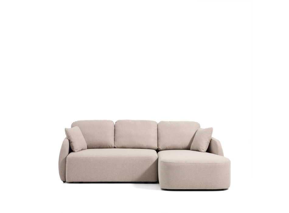 Laira 3-Sitzer-Schlafsofa in beigefarbenem Chenille mit rechter Chaiselongue 246 cm FSC Mix Credit